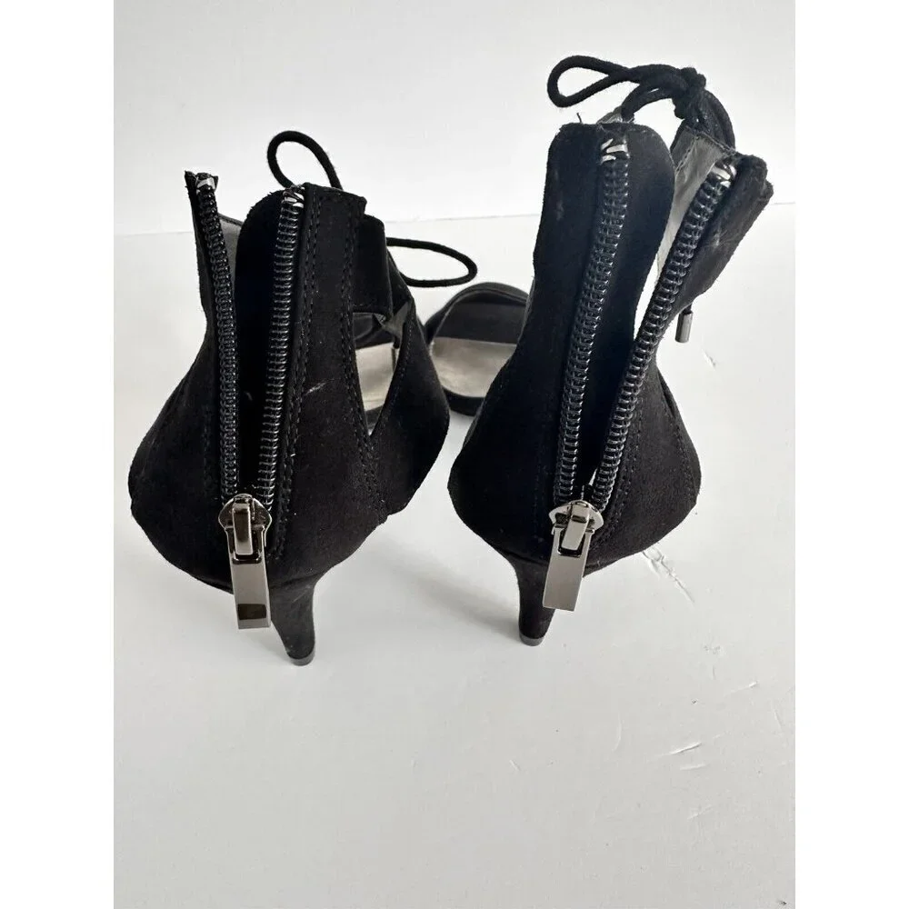 Coach and Four Women's Strappy Heel Ankle Sandals 7.5‎ Zip/Drawstrings Closure